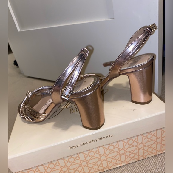 Jewel Badgley Mishka Christen Block Heel Sandal in Rose Gold - Picture 7 of 9